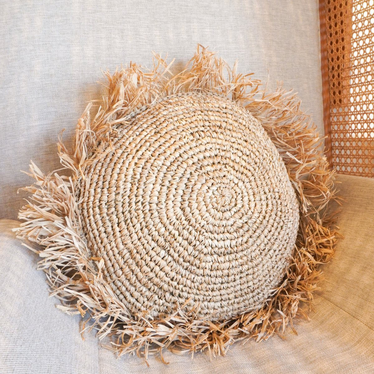 ELARA - kussenhoes outdoor 40x40 cm - bladmotief - Semolina - beige, g – vtwonen