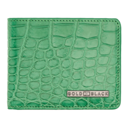 Green crocodile leather wallet with coin pocket