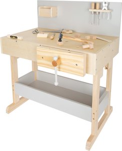 Kinderwerkbank Grau Mit Zubehör | Werken | Holzspielzeug