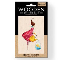 Gold Fish Wooden folded greeting card