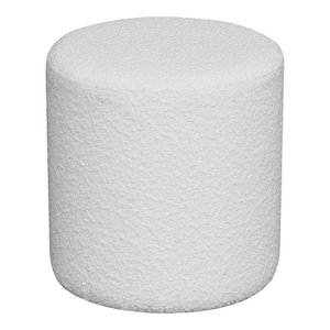 Ejby Pouf - White, Polyester/Plywood/Pinewood, 34x34x36 cm