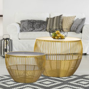 Set of 2 side tables round ø 49/41 H 37/29 cm decorative tables sofa table Glamira coffee table gold