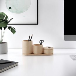 Ensemble d'organisateur de bureau en bois Stack