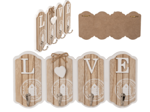 Wit/natuurkleurig Houten toetsenbord, LOVE,
