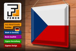Tin Sign Flag Czech Republic 40x30cm Flag Czech Republic