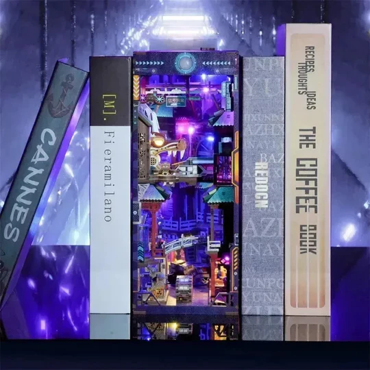 DIY Boek Nook Cyber City Boekensteun voor Boekenkast Decor