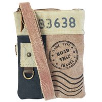 Sunsa kleine schoudertas voor dames. Crossover tas gemaakt van canvas & leer. Crossbodytas in vintage retrostijl.