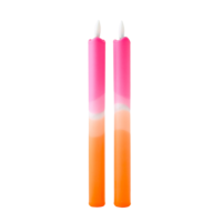 LED Pillar Candle Pink Orange - Set of 2