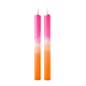 LED Pillar Kaars Pink Orange - Set of 2