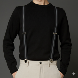 "X" elastic strap with clips 35mm French manufacturing FRBRE35-IMP-8829-BLACK