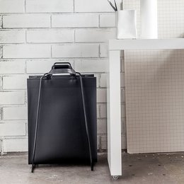 VAASA Leder Shopper schwarz