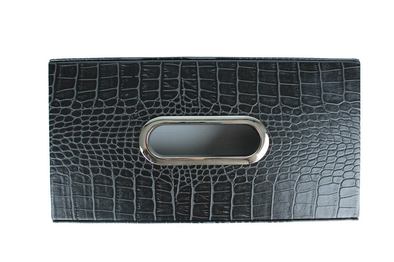 Tissue box rectangular crocodile black