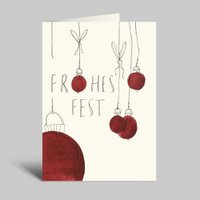 Christmas Card | Happy Holidays | Red Balls | Folded card