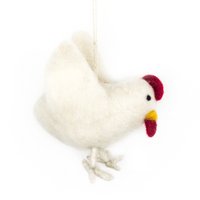Handmade Needle Felt Hanging Easter Chick White Decoration