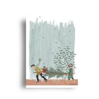 postcard - series 'Christmas' - 'how to get that tree home' - ladder