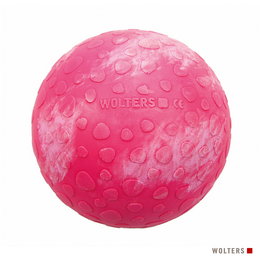  Colorful, textured rubber dog toy ball in various sizes and colors including raspberry, aqua, mango, and mint.