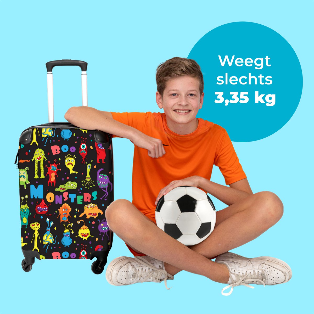 NoBoringSuitcases.com - Valigia per bambini - Monster - Colori - Bambini -  Spazio - Misura 55x40x20 cm e 55x35x25 cm - Bagaglio a mano - Trolley con  ruote - Valigia da viaggio