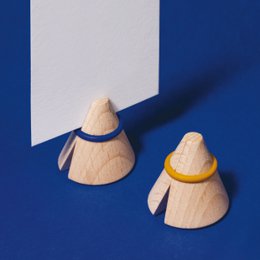 Boite de 3 pinces photo en bois -   bleu canard/vert/bleu roy