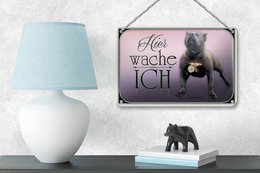 Tin sign dog 18x12cm Pit Bull Terrier here I guard decoration