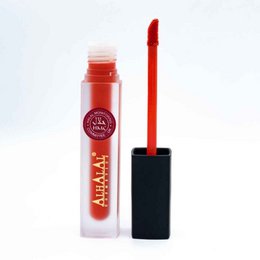  Vibrant orange liquid lipstick with a creamy, long-lasting formula.