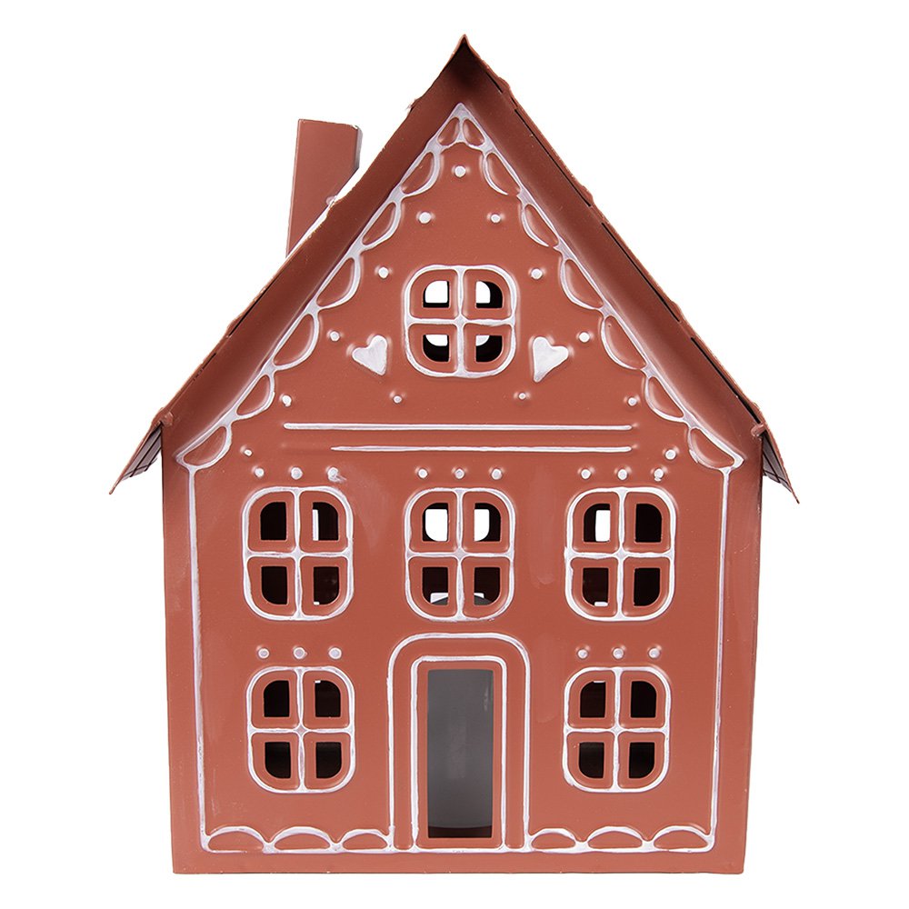 Decoratie Huis met LED 27x19x32 cm/ 3x AAA Bruin Metaal