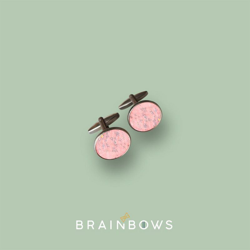 stainless steel CUFFLINKS with cork fabric