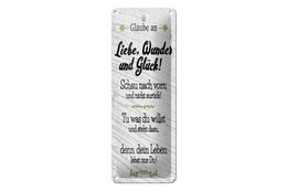 Blechschild Spruch 27x10 cm Glaube an Liebe Wunder und Glück Deko Schild