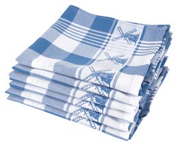 100% Bomuld Køkkentekstil Sæt 6 stykker Mill Blue