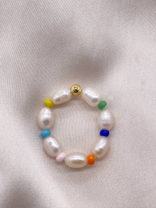 Elastische Regenboog Parel Ring
