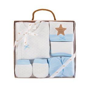 5-teiliges Set (Hemd + Hose + Handschuhe + Latzhose + Socken) für Neugeborene (0–6 Monate) – 100 % Baumwolle – Mod. TOPOS BAMBUS - BLAU