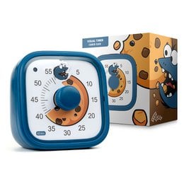 A visual timer or cookie clock designed for kids, featuring a colorful, patterned design and a simple analog timer dial to help children learn to tell time and develop concentration skills.