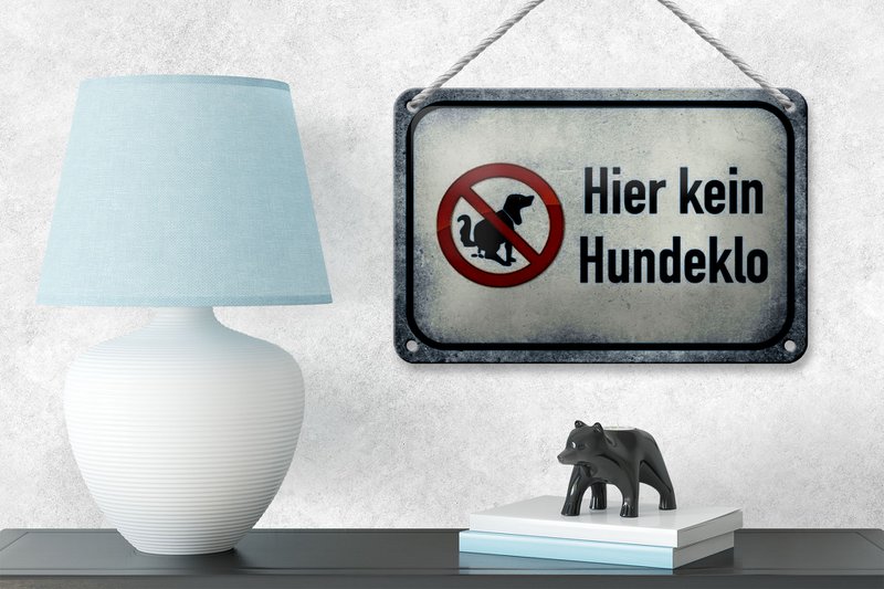 Tin sign note 18x12cm dog here no dog toilet decoration