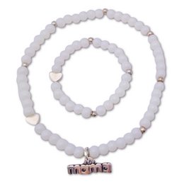 "Mama & baby girl bracelet with white and heart-shaped beads"

The product is a bracelet set featuring a mother and daughter design. The bracelet is made of white beads with heart-shaped accents, creating a delicate and feminine look. This bracelet would be suitable for a mother-daughter pair or as a gift for a special occasion.