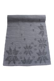 A gray woven cotton dress with a small snowflake pattern. The dress has a relaxed, casual style and is suitable for a variety of occasions.