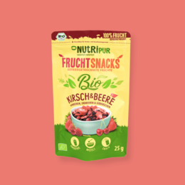 Organic freeze-dried cherry and berry fruit snack mix, 25g.