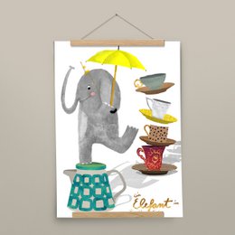 Poster - Olifant in een porseleinkast