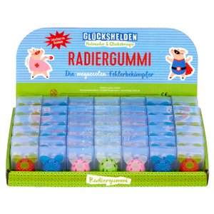 SET eraser "lucky heroes", 42 pieces, in display