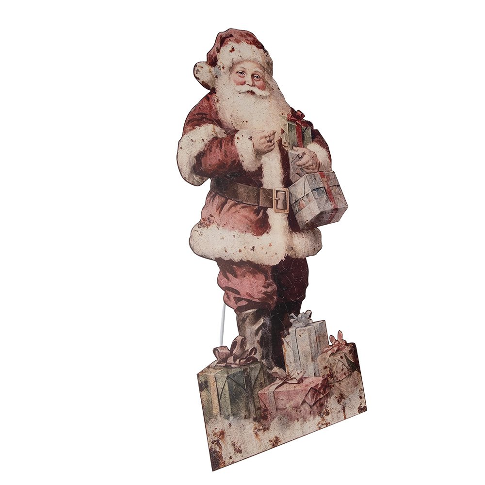 Decoratie Beeld Kerstman 50x2x96 cm Rood Metaal