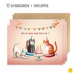 10 Invitation cards cats + env.