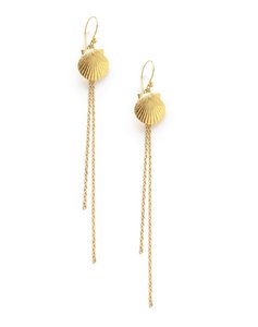 Long-length 18K gold plated seashell earrings