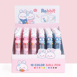 Colorful rabbit-themed ballpoint pens in 10 different colors, featuring a cute rabbit design and a variety of pastel shades.