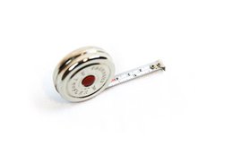 A set of 10 measuring tapes in a compact, portable design for desktop organization.