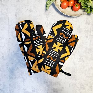 Set van 2 handgemaakte "Mudcloth" Bogolan print geïnspireerd Afrikaanse print ovenhandschoen