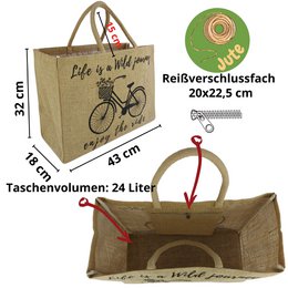 Domelo jute taske indkøbspose. Jute shopper taske. Stort vand -repellent indkøbskurv/ strandpose. Badepose XXL/ indkøbspose gaver til kvinder.