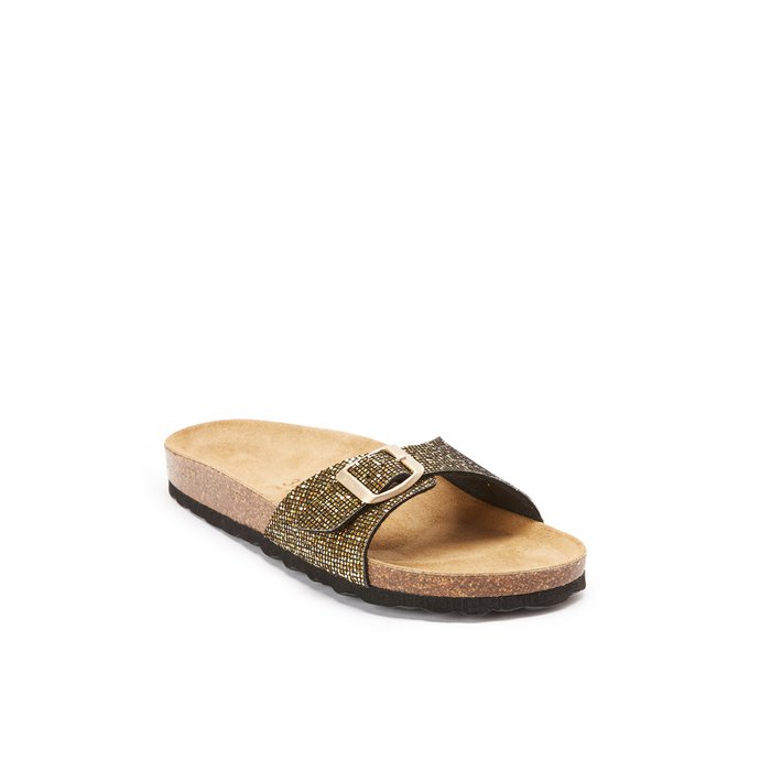 Gold single-strap sandals AGATA made with eco-leather Online