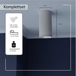 Lámpara de techo "Donoma" luz de hormigón Plata