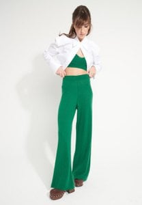 AVA 15 Emerald green chiselled finished cashmere trousers