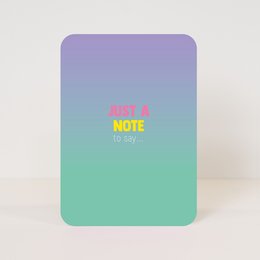 Colorful postcards with text messages like "Just a Note" and "Let's Celebrate" for various occasions.