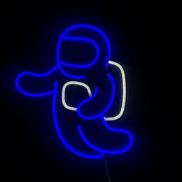  Neon lamp in the shape of an astronaut, dimmable, includes hanging hooks, neon sign, dimensions 37 x 29 cm, suitable for wall lighting.