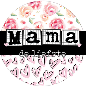 Button spiegel 56mm met tekst ''Mama de liefste''.